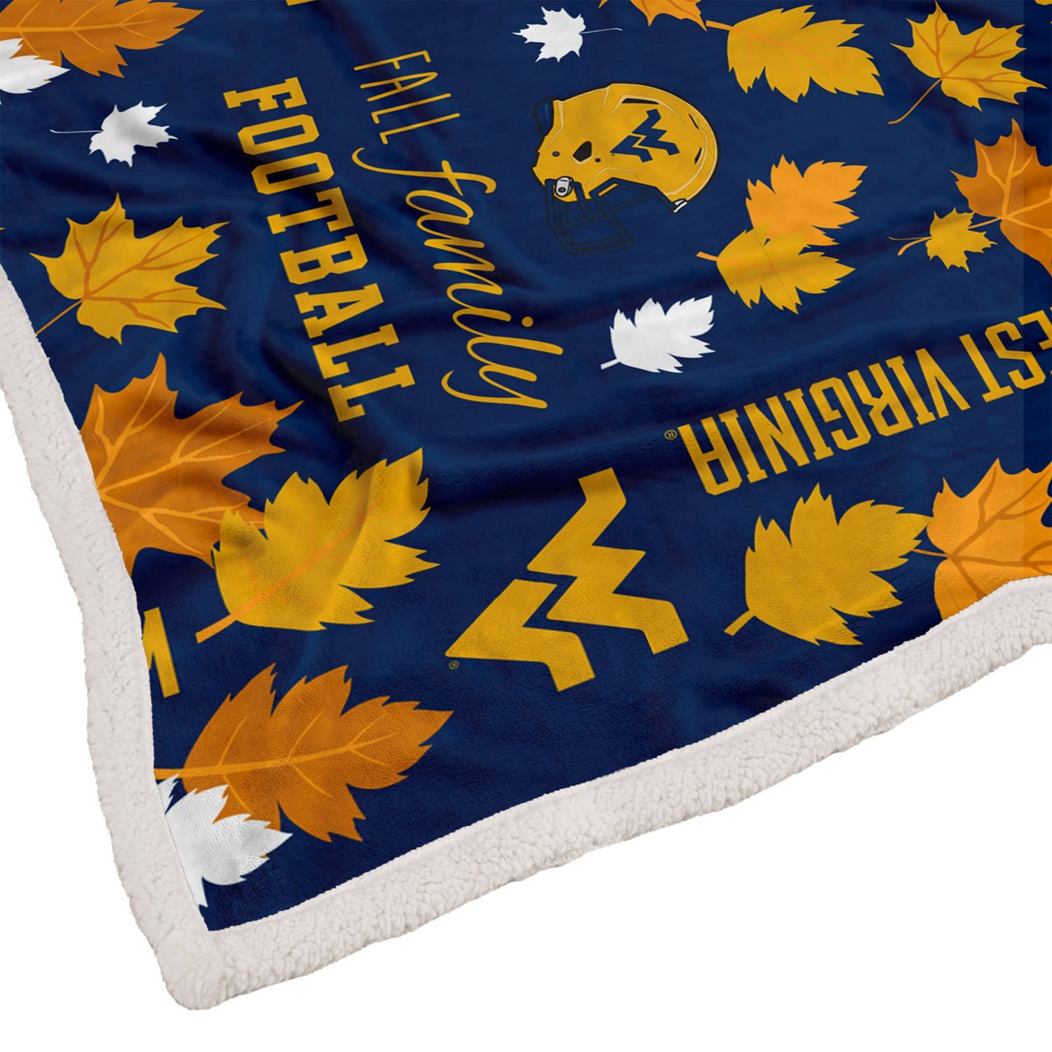 Pegasus West Virginia Mountaineers 60" x 70" Fall Family  Football Flannel Fleece Sherpa Blanket - view number 2